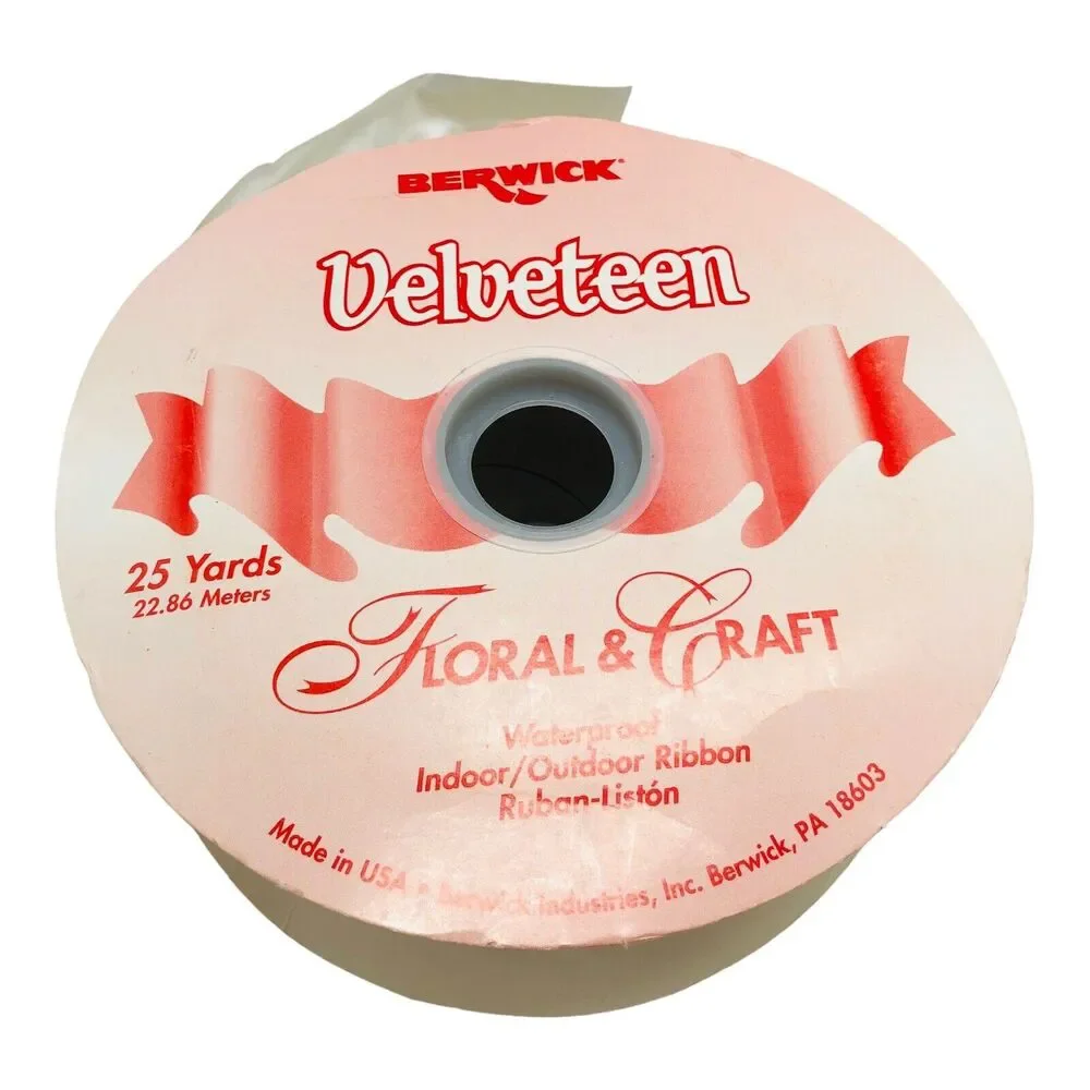 4 Rolls VTG Berwick Velveteen Ribbon WATERPROOF Satin White Red Christmas Lot